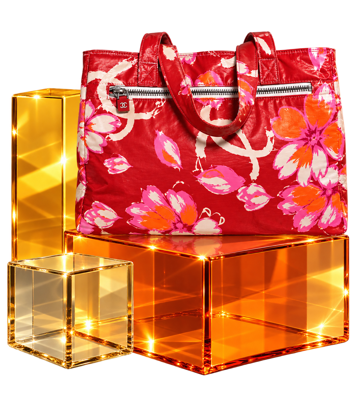 Chanel Vintage Floral Tote – Red Patent Leather