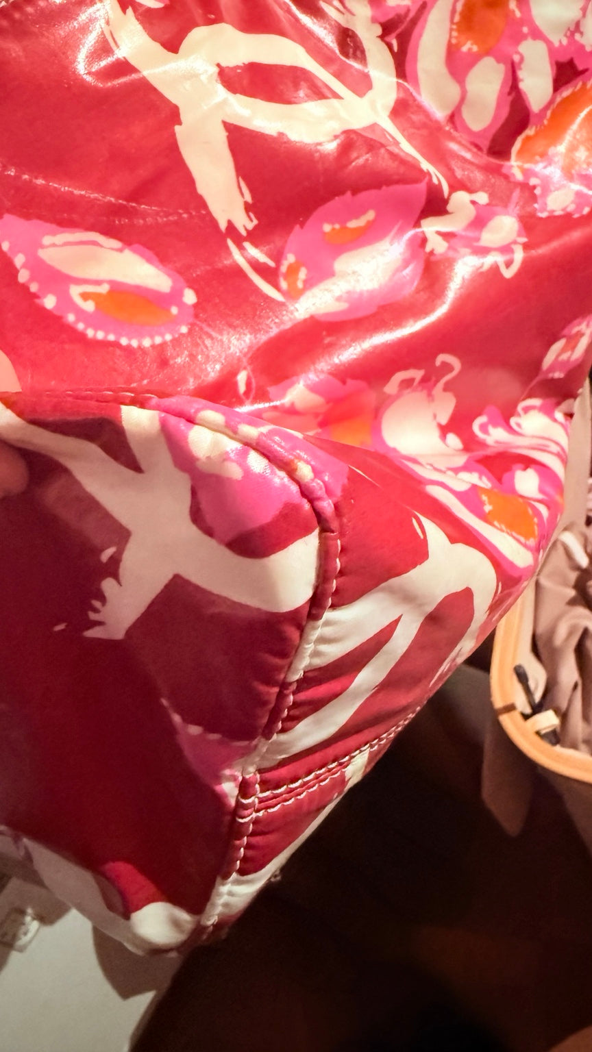 Chanel Vintage Floral Tote – Red Patent Leather