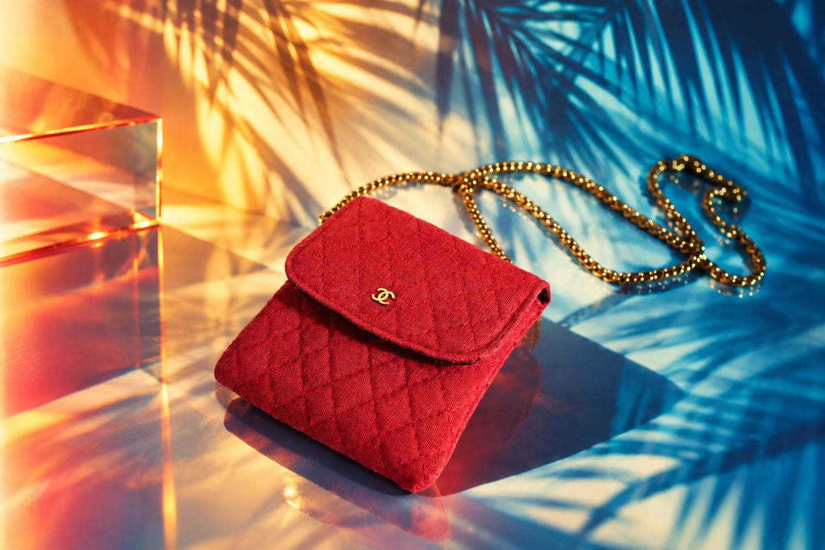 Chanel vintage red micro bag