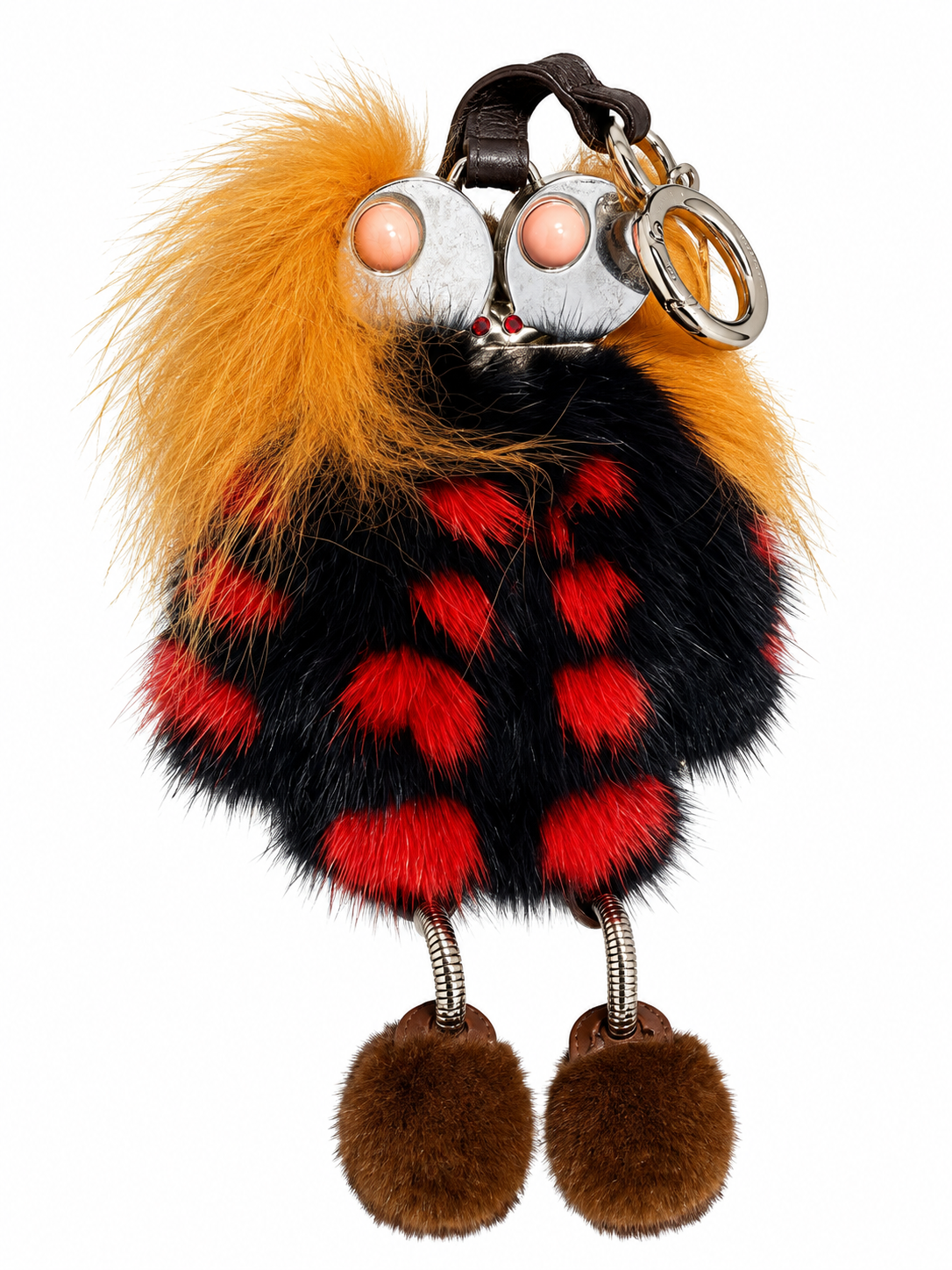 Fendi Hypnoteyes Witches rare mink and fox fur bag charm on white background