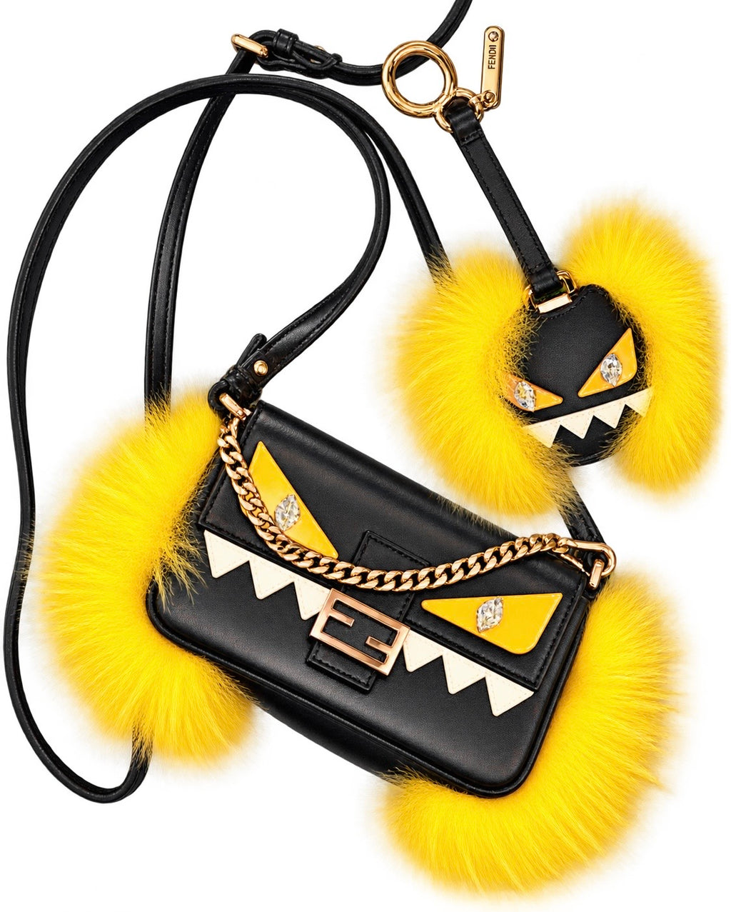 Fendi Monster Micro Baguette con mirror charm