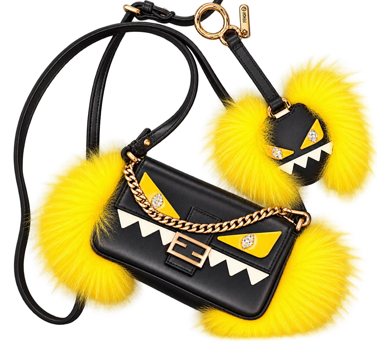 2016 Fendi Monster Micro Baguette + Mirror Charm Set