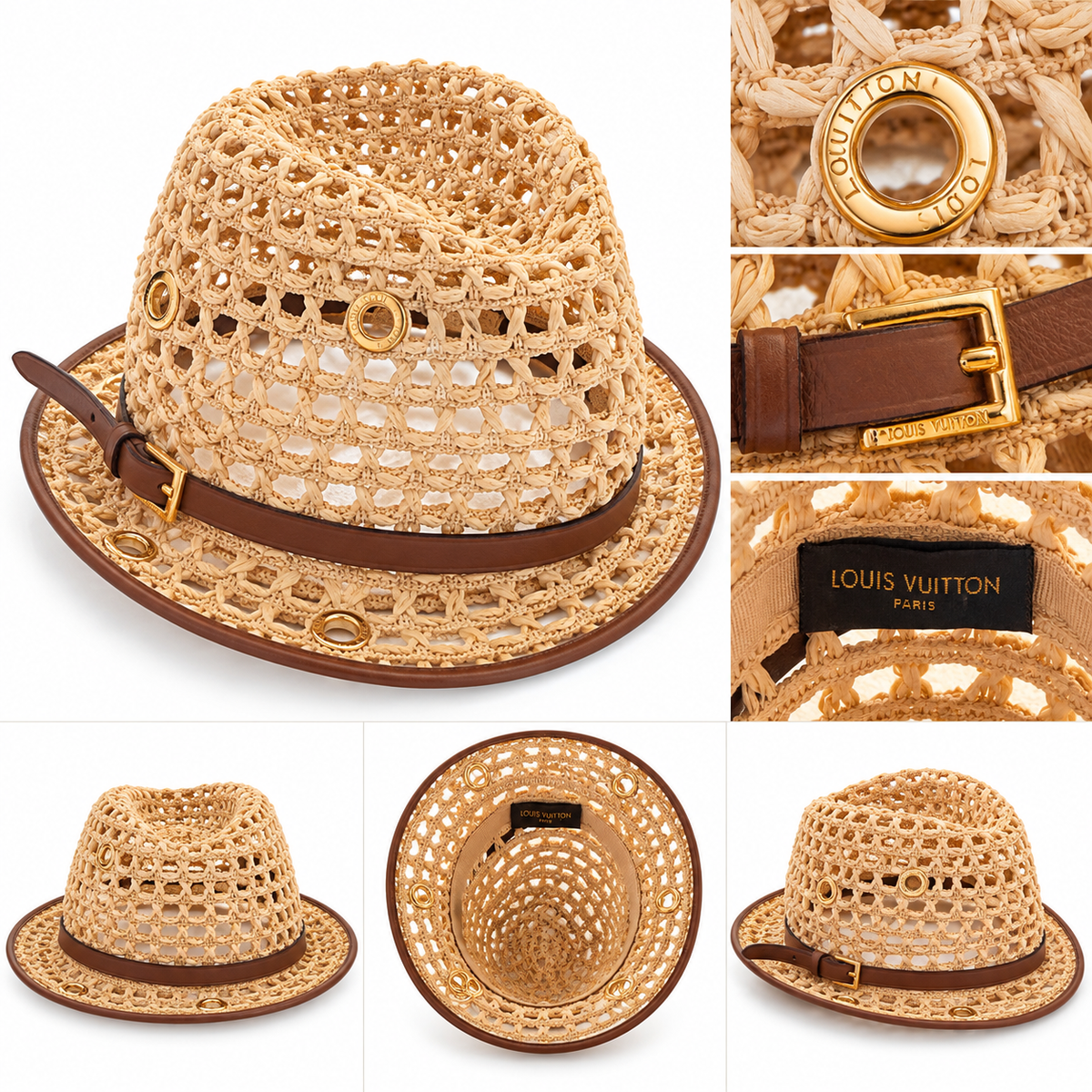 Louis Vuitton Cruise 2011 straw Panama hat details collage