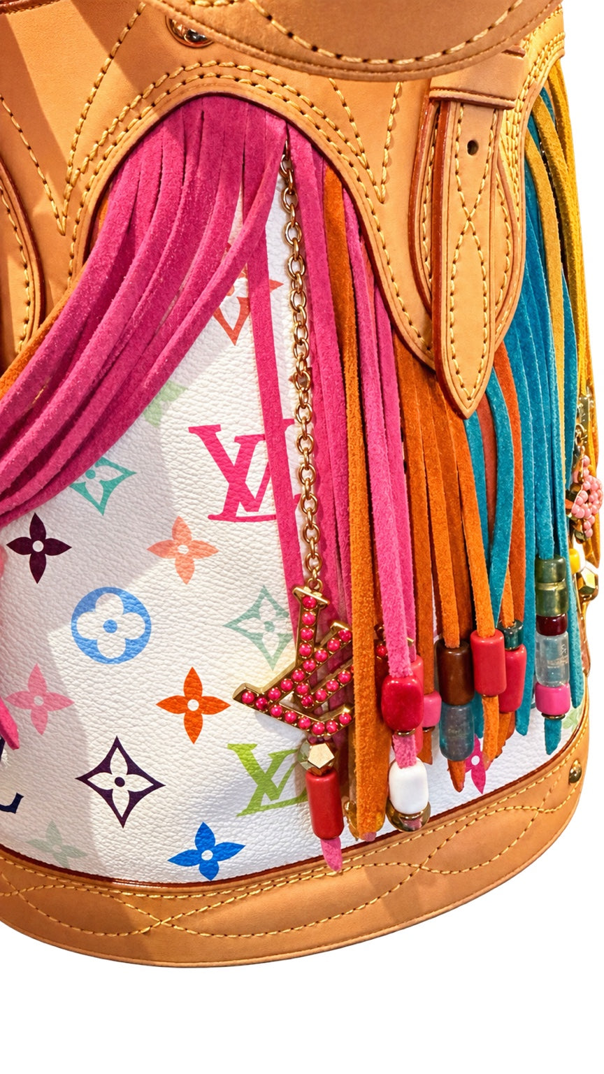 Louis Vuitton x Takashi Murakami Multicolore Fringe Bucket Bag - dettaglio 3