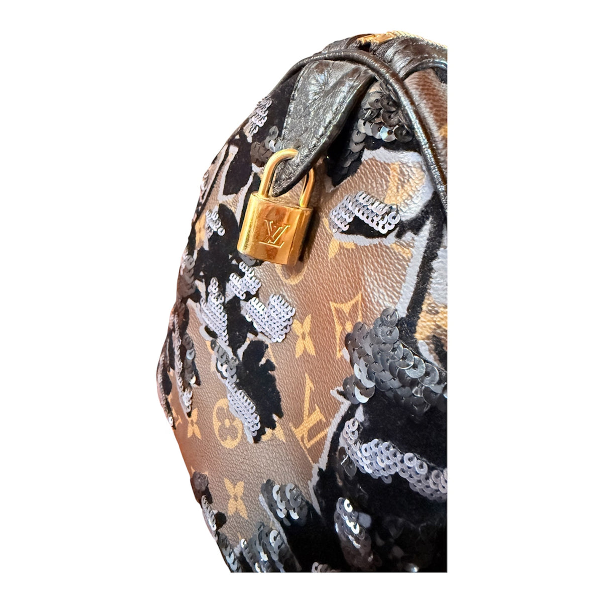 Louis Vuitton Speedy 30 Fleur de Jais dettaglio lucchetto